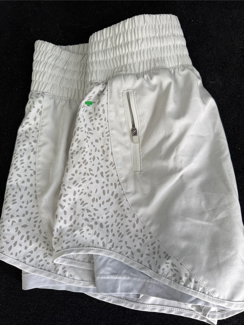 Mondetta White Athletic Shorts with Subtle Gray Print